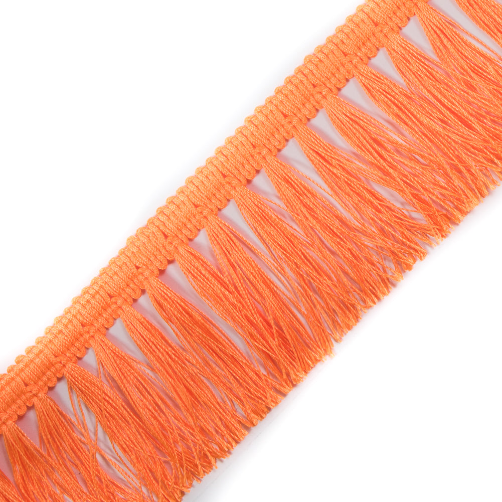 Italian Neon Orange Tassel Fringe - 2.5" Detail