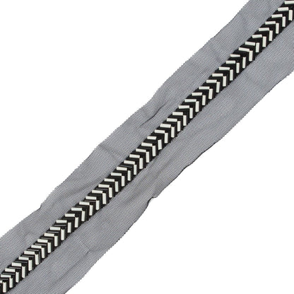 Italian Black and White Chevron Beaded Applique - 12" x 0.5" Detail