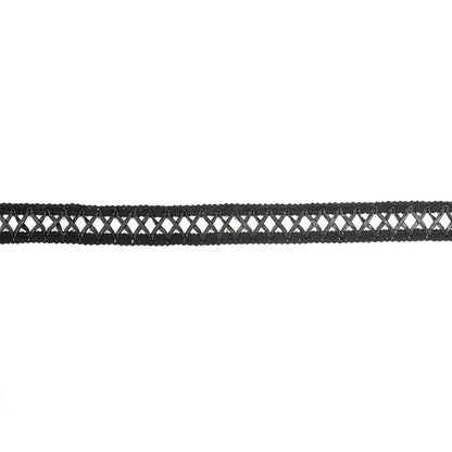 Italian Black Braided Faux Leather Trim - 1"
