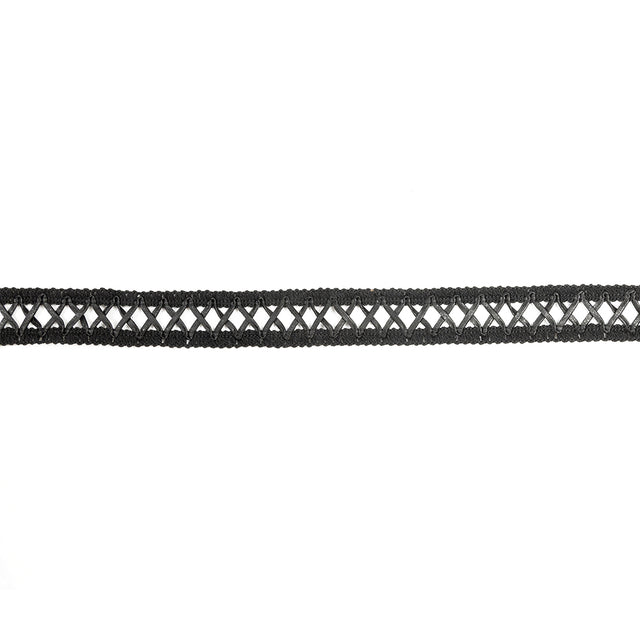 Italian Black Braided Faux Leather Trim - 1"