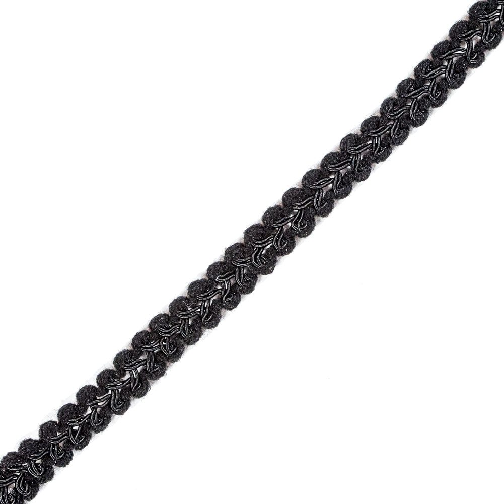 Black Looped Yarn Braid - 0.5" Detail