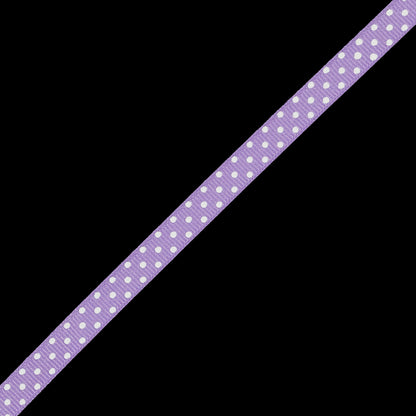 Orchid Grosgrain Ribbon with White Polka Dots - 0.375" Detail
