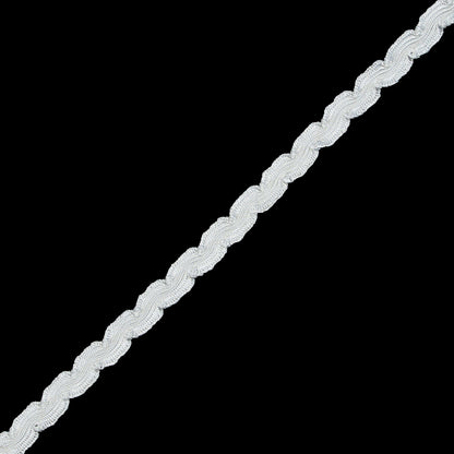 Bright White and Winter White Feather Edge Flat Braid - 0.375" Detail