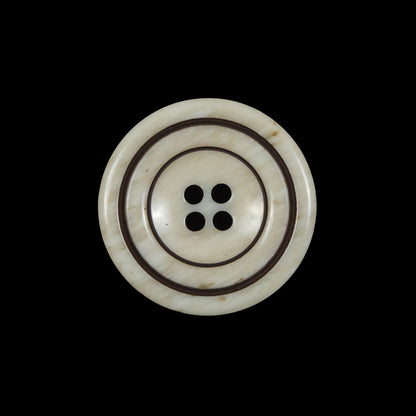 Cream and Brown Plastic 4-Hole Button - 36L/23mm