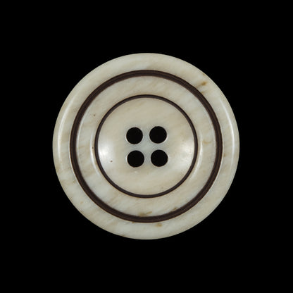 Cream and Brown Plastic 4-Hole Button - 40L/25.5mm