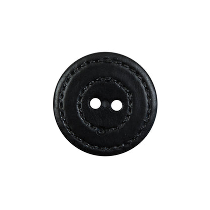 Black Faux Leather Plastic 2-Hole Button - 32L/20mm Detail