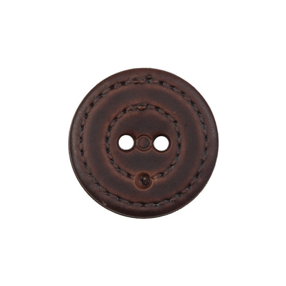 Brown Faux Leather Plastic 2-Hole Button - 36L/23mm Detail