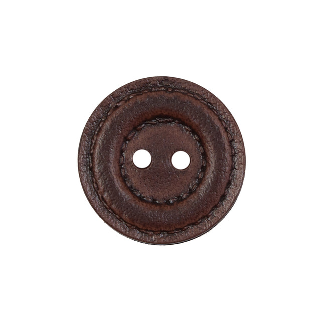 Brown Faux Leather Plastic 2-Hole Button - 36L/23mm