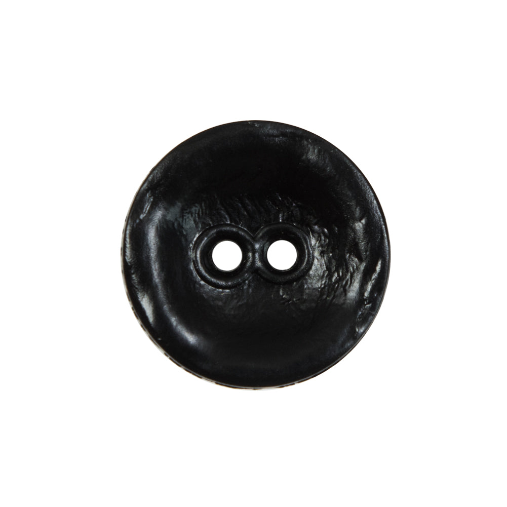 Black Faux Leather Plastic 2-Hole Button - 36L/23mm