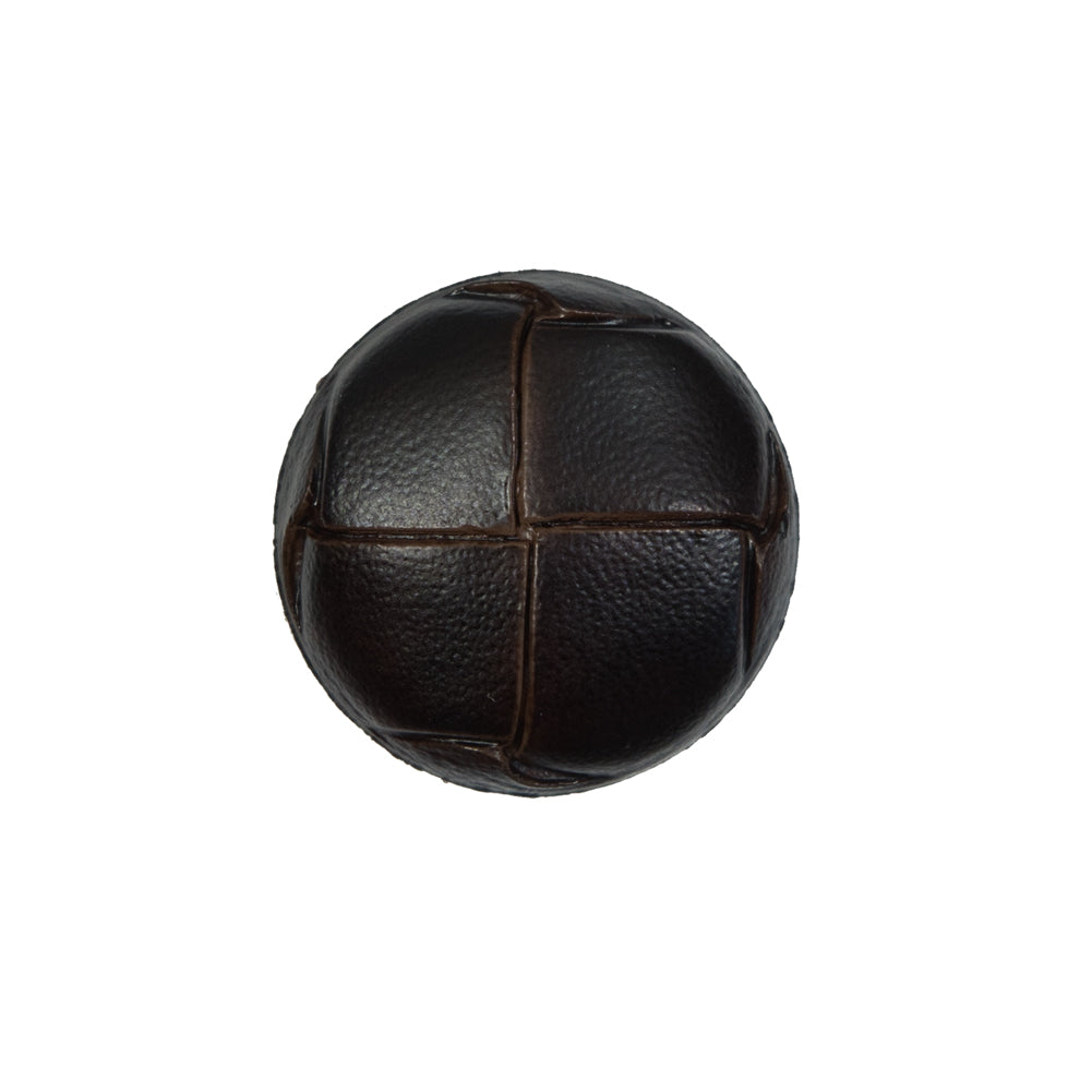 Brown Faux Leather Shank Back Button - 32L/20mm