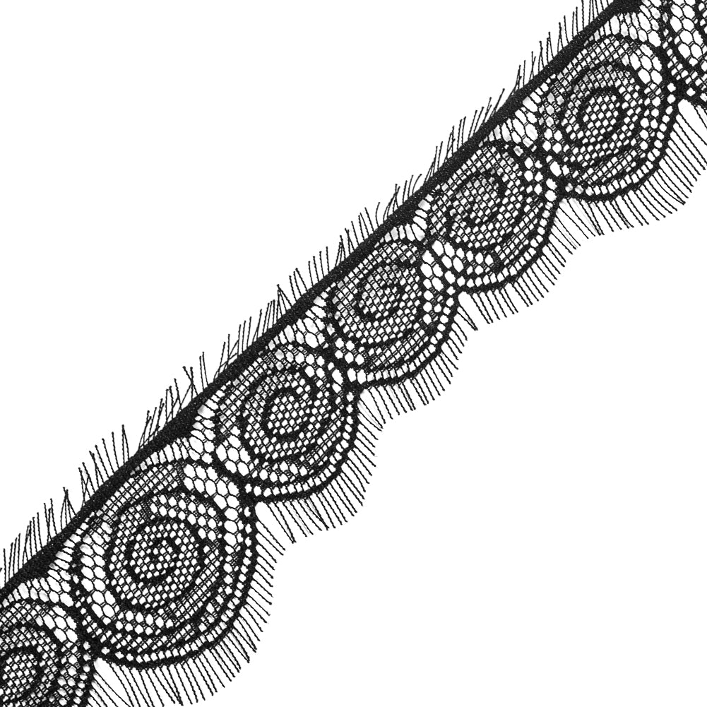 Black Fine Eyelash Lace - 2.5" Detail