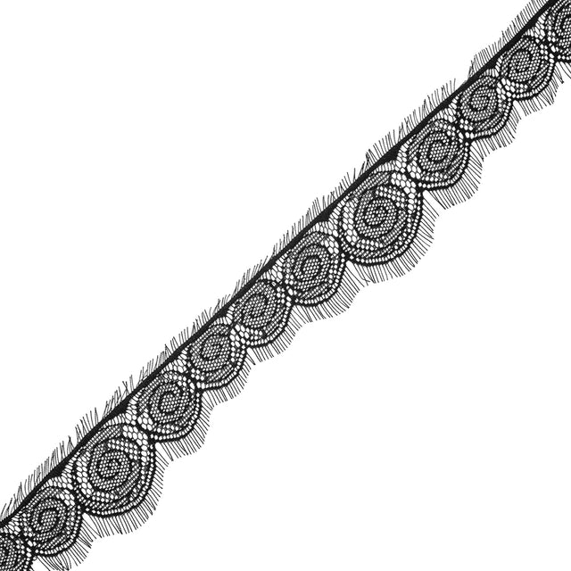 Black Fine Eyelash Lace - 2.5"