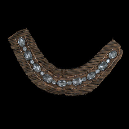 Silver Gem and Gold Mesh Jewel Neckline Sew-On Applique