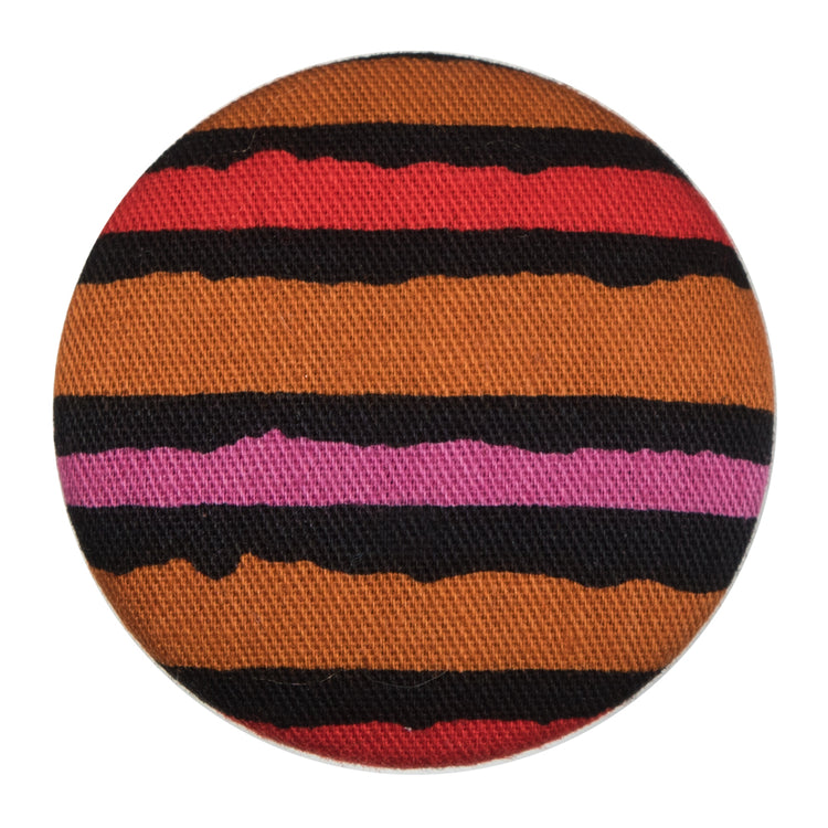 template--26688905969737__main-Black, Orange and Pink Striped Fabric Covered Button - 60L/38mm