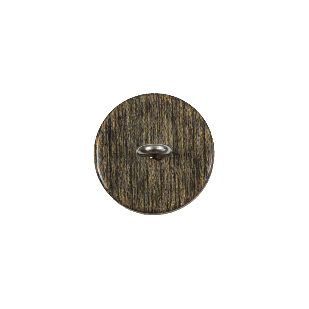 Wood-Like Plastic Button with a Metal Shank Back - 24L/15mm Detail