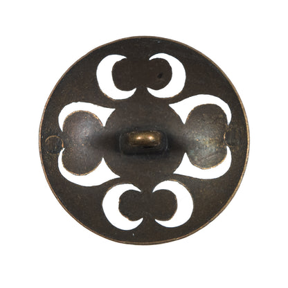 Gold and White Etched Metal Shank Back Button - 44L/28mm Detail