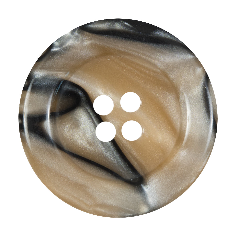 Beige and Black Plastic 4-Hole Button - 60L/38mm