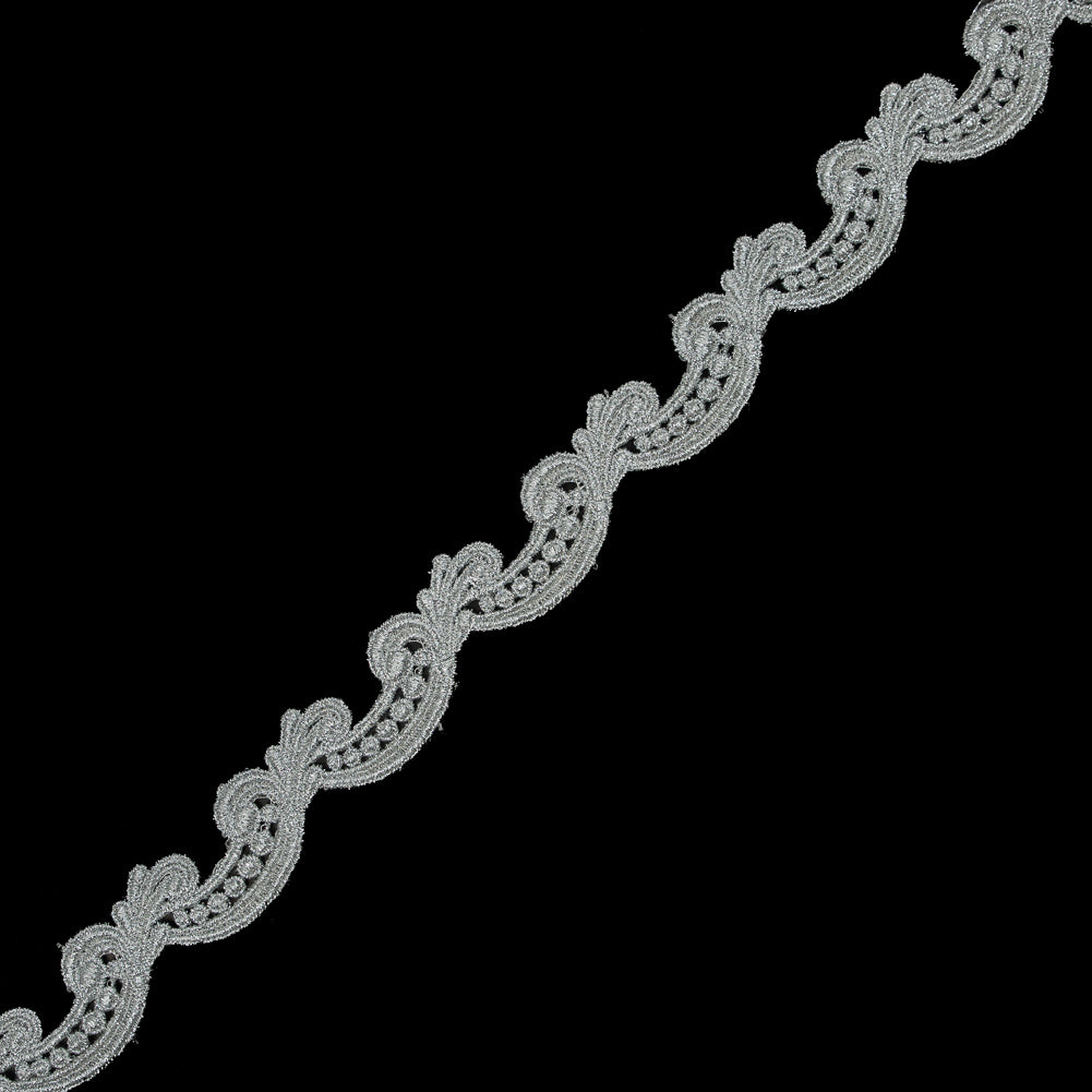 Metallic Silver Guipure Lace Trim - 1.25"