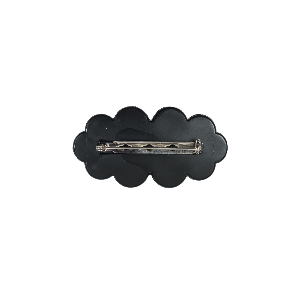 Italian Black Etched Brooch - 2.25" x 1" Detail