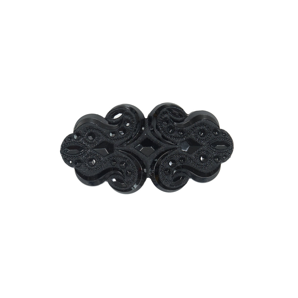 Italian Black Etched Brooch - 2.25" x 1"