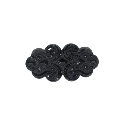 Italian Black Etched Brooch - 2.25" x 1"