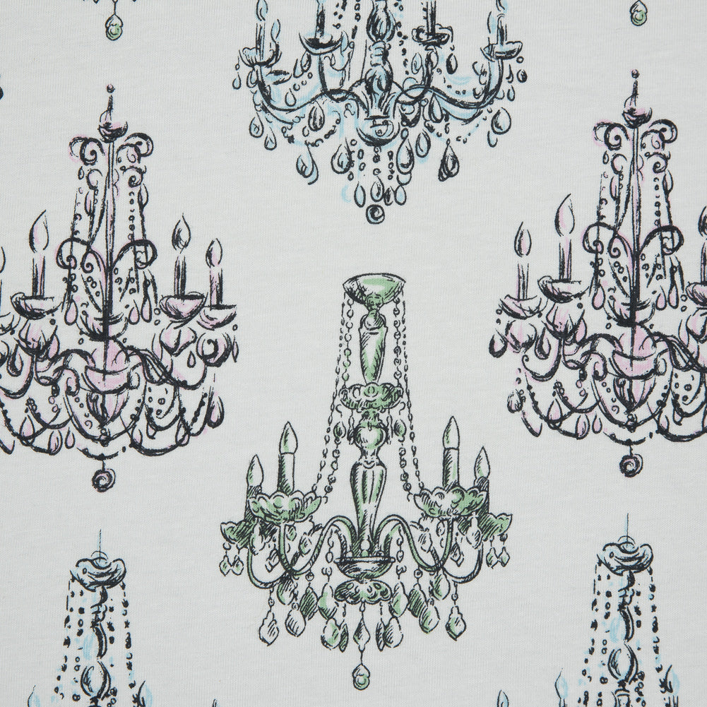 Pink and Green Chandeliers Cotton Jersey Full