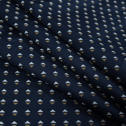 Navy Geometric Printed Cotton Twill Folded