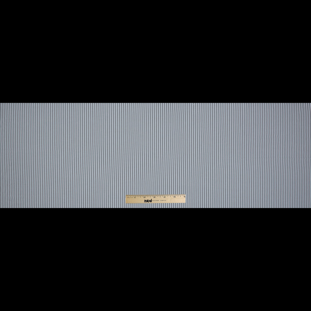 Gray and White Striped Cotton Voile Full