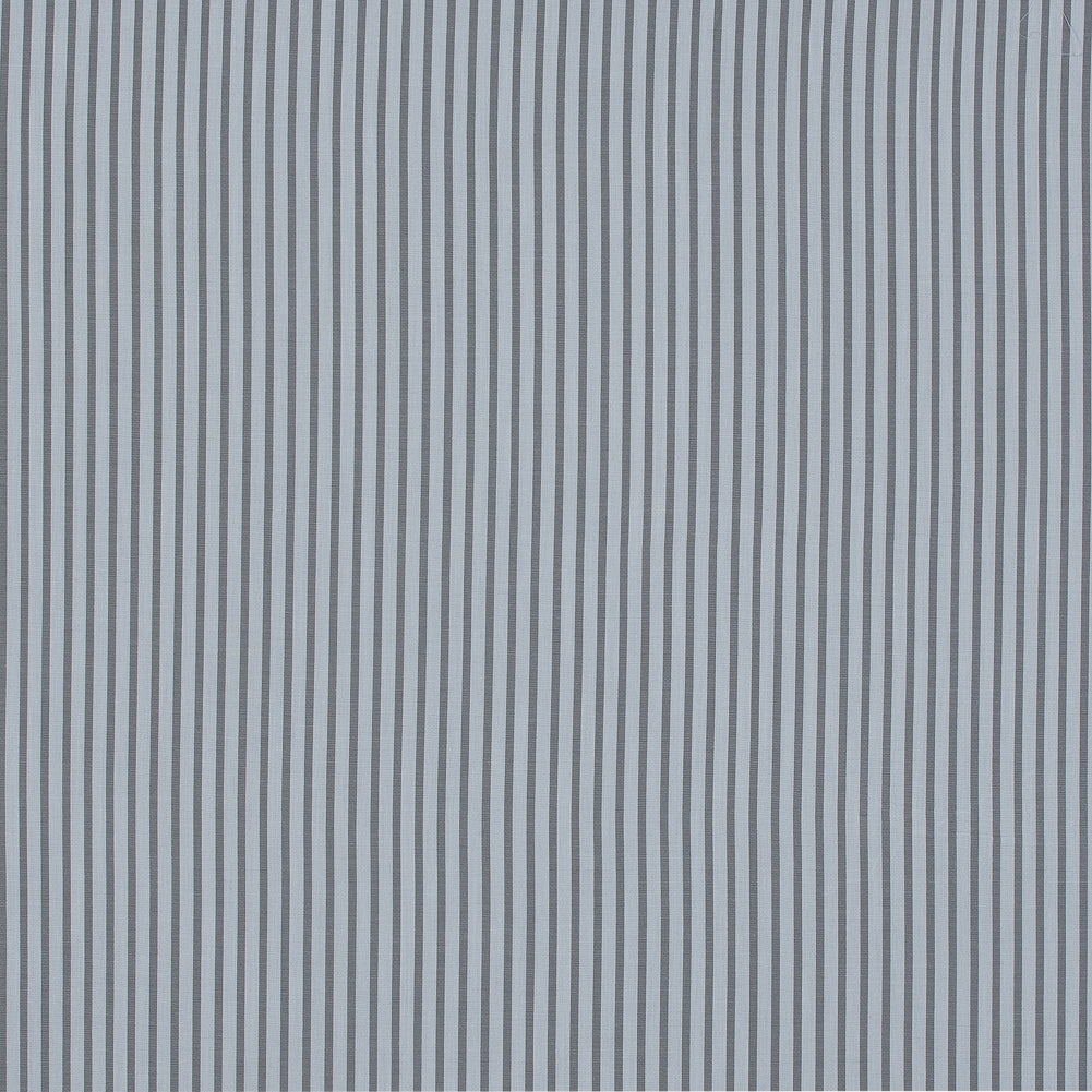 Gray and White Striped Cotton Voile