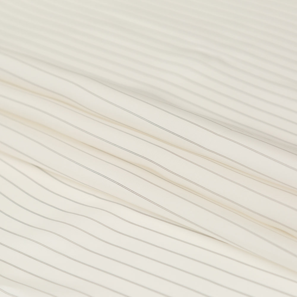 Bemberg Lining - Whisper White and Black Double Pinstripes Folded
