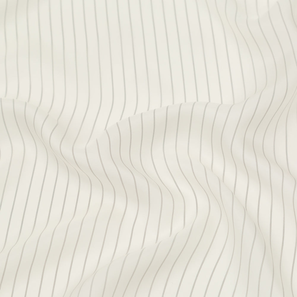 Bemberg Lining - Whisper White and Black Double Pinstripes Detail