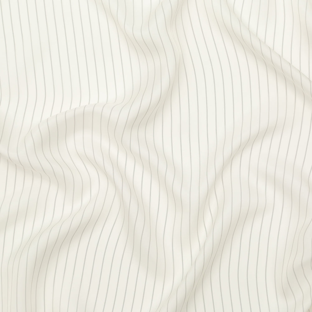 Bemberg Lining - Whisper White and Black Double Pinstripes