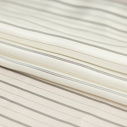 Bemberg Lining - Ivory and Black Stripes Detail