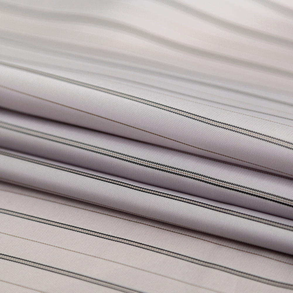 Bemberg Lining - Light Gray and Black Stripes Detail