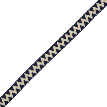 Italian Beige and Blue Zig-Zag Fabric Trim - 1"