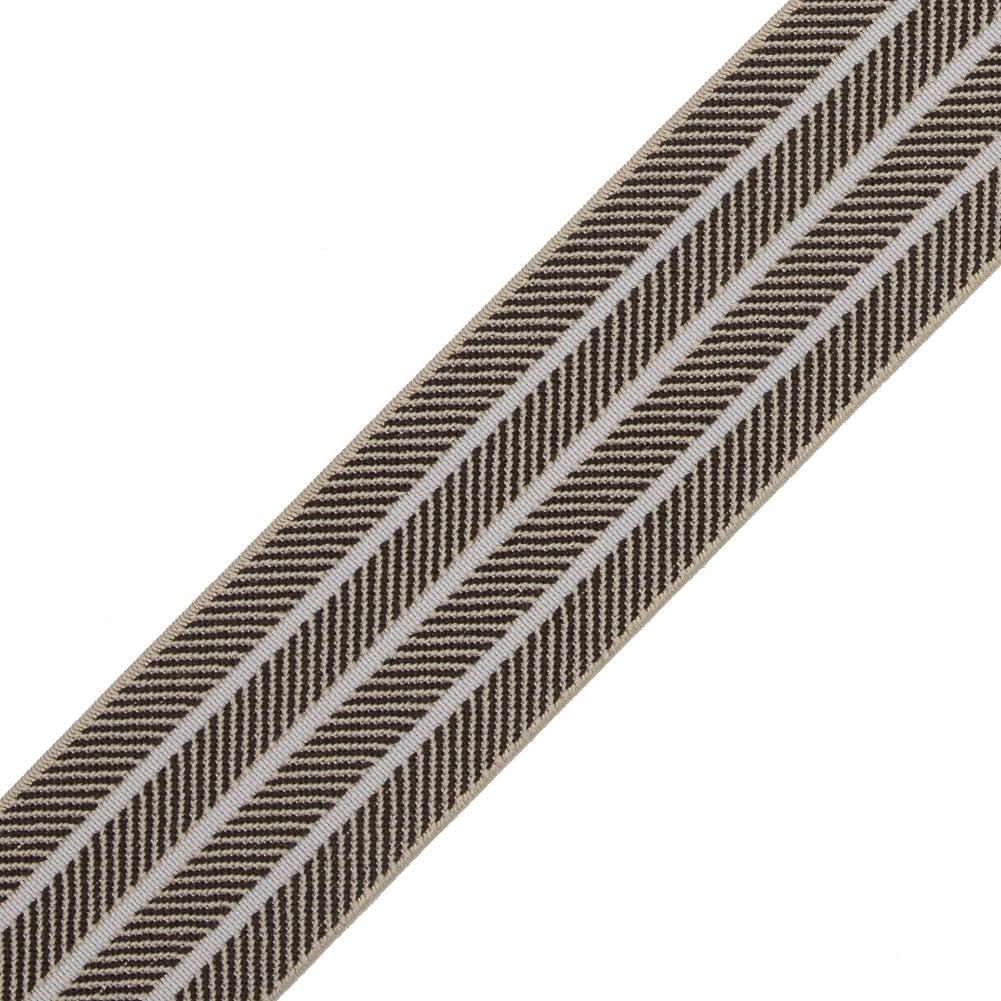 Italian Beige and Brown Herringbone Elastic - 1.5" Detail