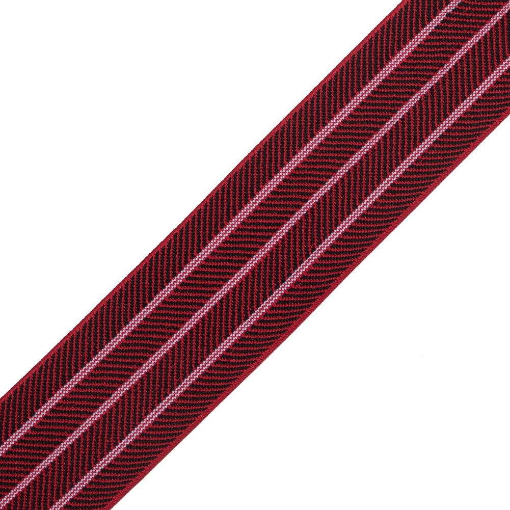 Italian Black and Red Herringbone Elastic - 1.5" Detail