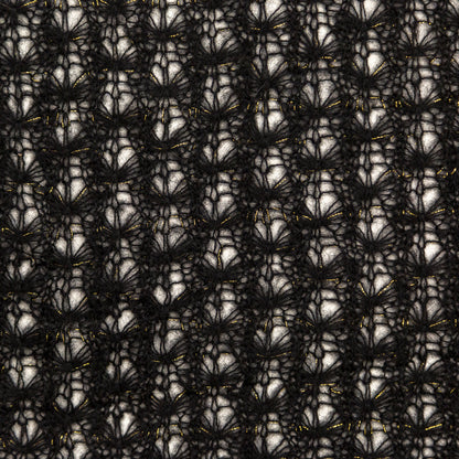 Black and Metallic Gold Blended Wool Crochet Lace