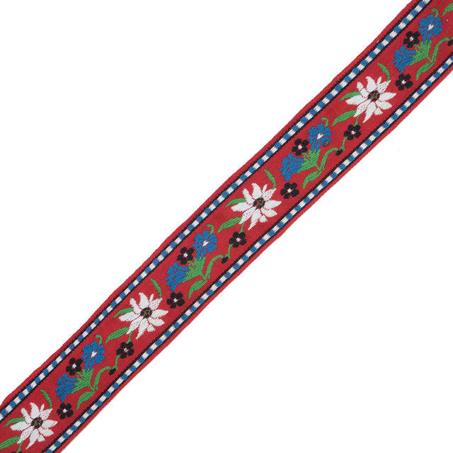 Red, Blue and Green Floral Jacquard Ribbon - 1.625"