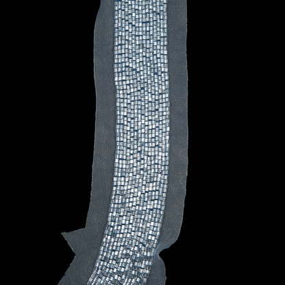 Silver and Periwinkle 2-Piece Beaded Neckline Applique - 16" x 1.25" Detail