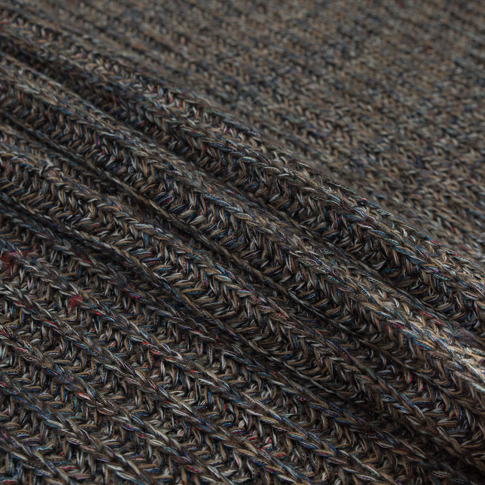 Italian Taupe and Blue Chunky Wool Knit Detail