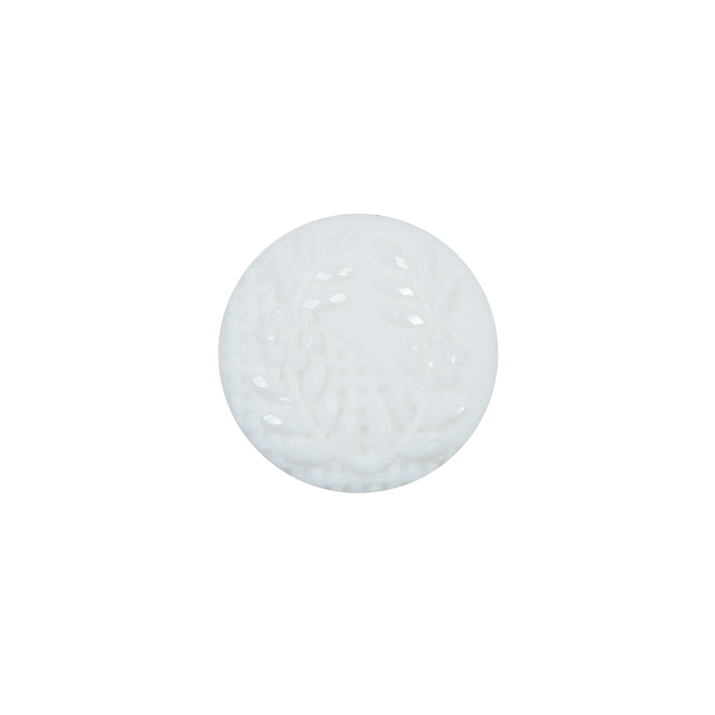 Italian Decorative White Shank Back Button - 24L/15mm