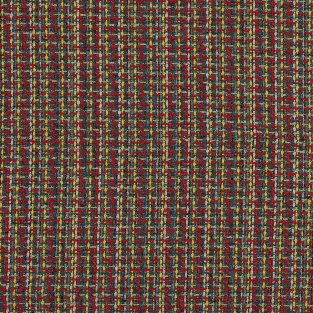 Red, Green and Yellow Woven Wool Tweed