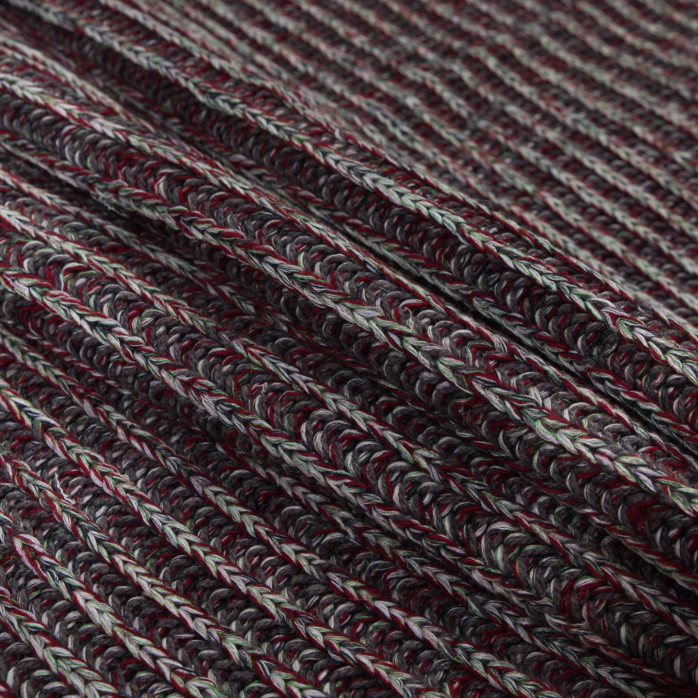 Italian  Red, Green and Gray Chunky Wool Knit Detail