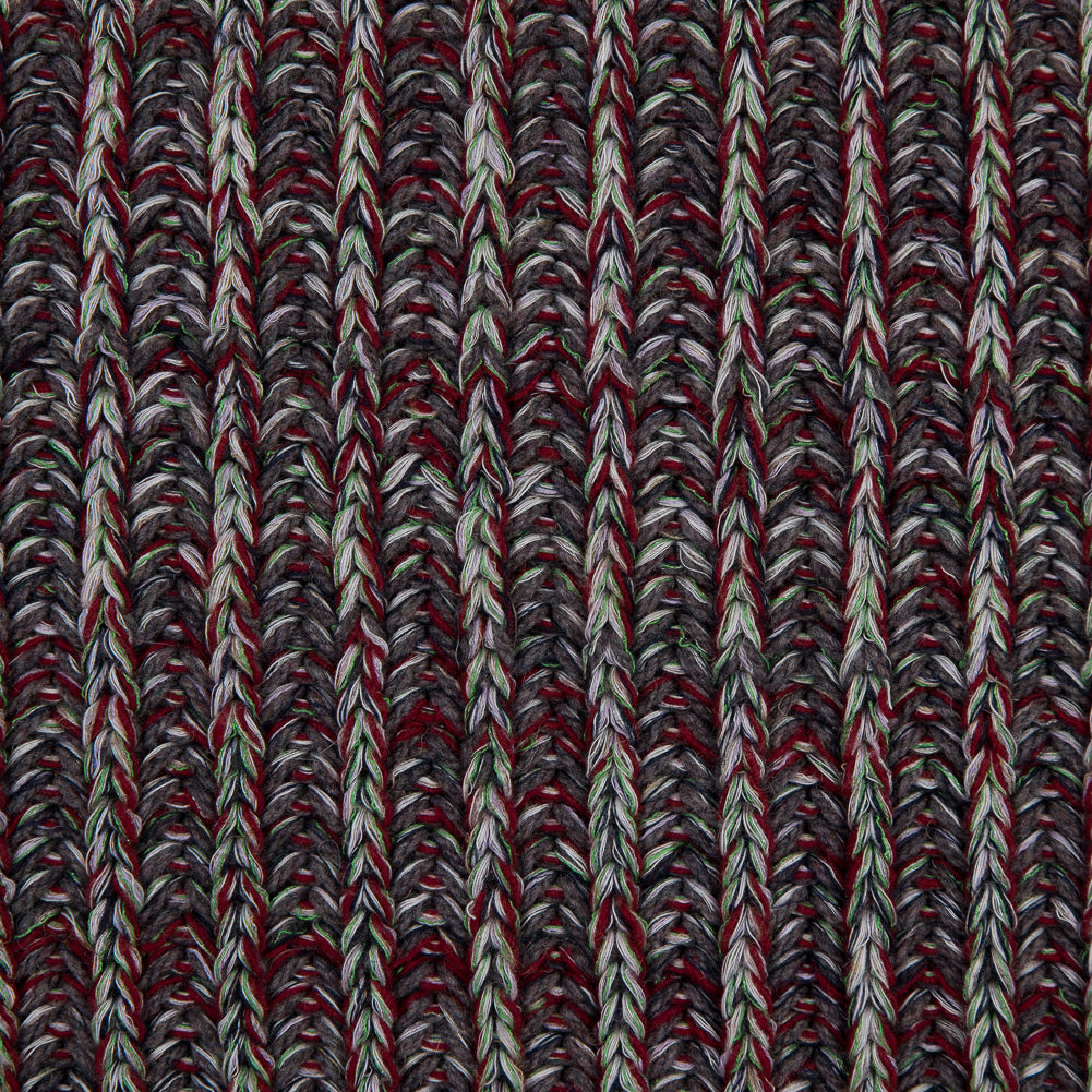Italian  Red, Green and Gray Chunky Wool Knit Full