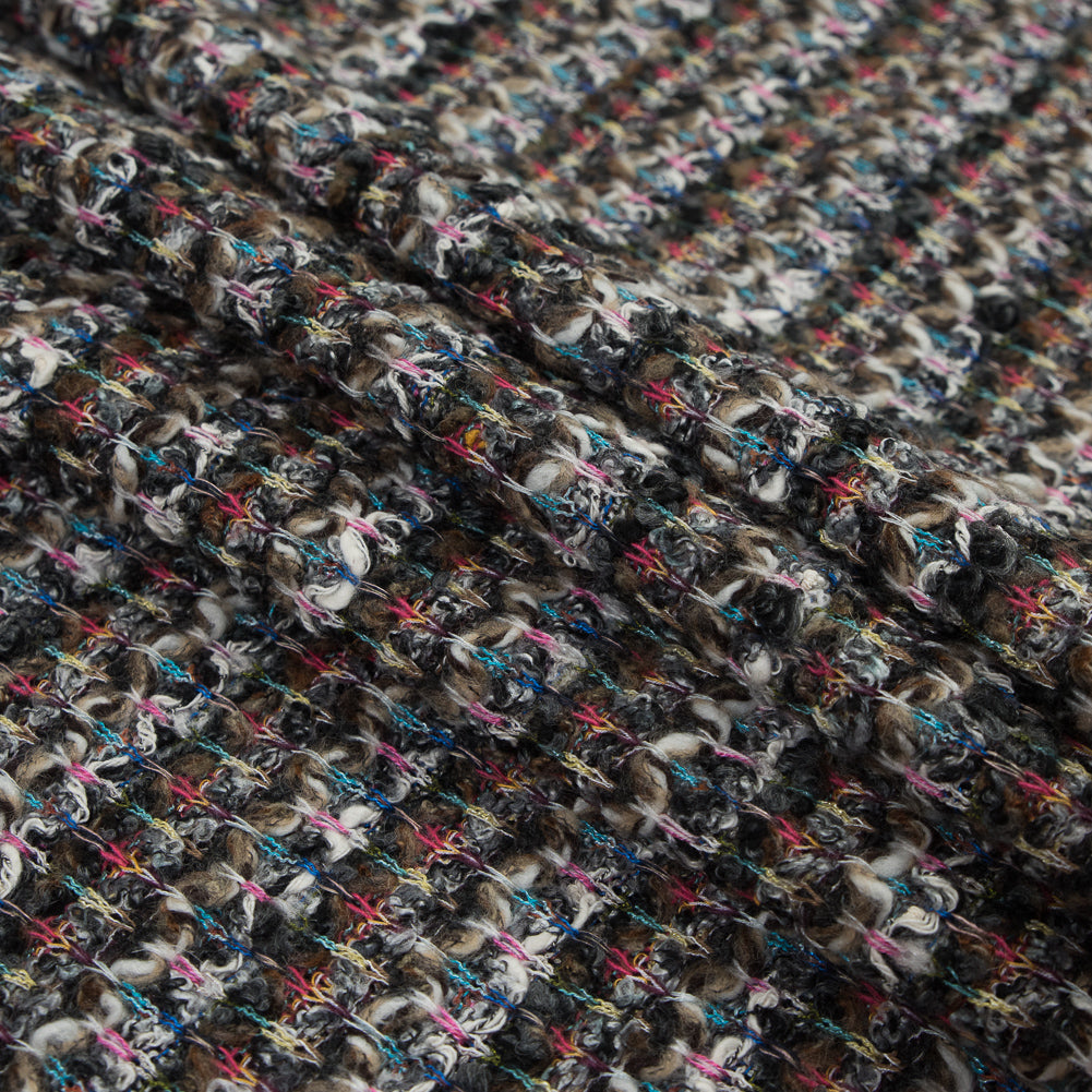 Italian Brown, Yellow and Pink Striped Wool Knit Detail