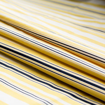 Yellow, Navy and White Striped Polyester Twill Detail