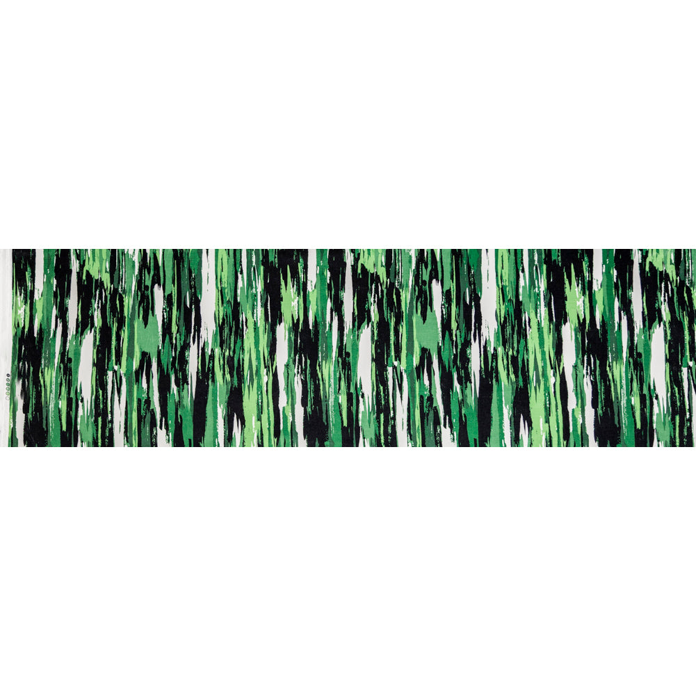 Green Abstract Stripes Stretch Cotton Corduroy Folded