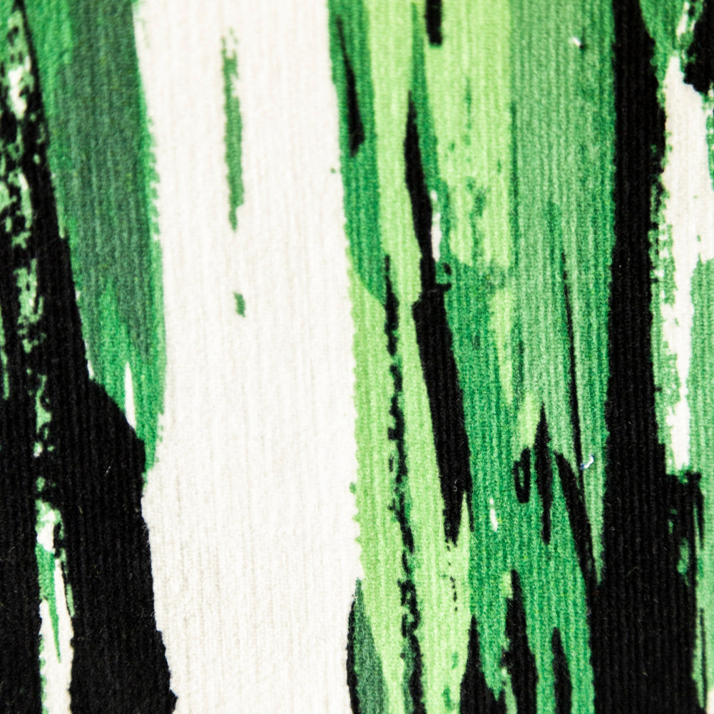 Green Abstract Stripes Stretch Cotton Corduroy Full