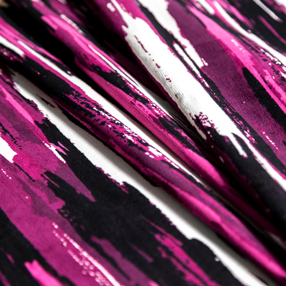 Purple Wine Abstract Stripes Stretch Cotton Corduroy Detail